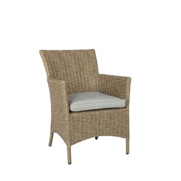 Sillón comedor-jardín de ratán [Trinity] de Mooma - Sillón de comedor para exterior, de aluminio lacado y ratán sintético halfround, con cojín de asiento de 5 cm color gris