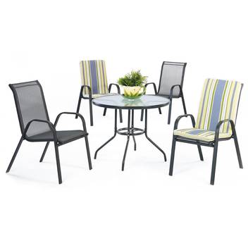 Mesa ◯90 de acero color gris antracita [Sulam] de Hevea - Mesa redonda de acero color antracita, para jardín o terraza, con tablero de cristal templado de 90 cm