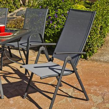 Tumbona de acero y textilen para jardín [Sulam] de Hevea - Tumbona plegable, multiposiciones, para jardín o terraza. Fabricada de acero  color gris, con asiento y respaldo de textilen
