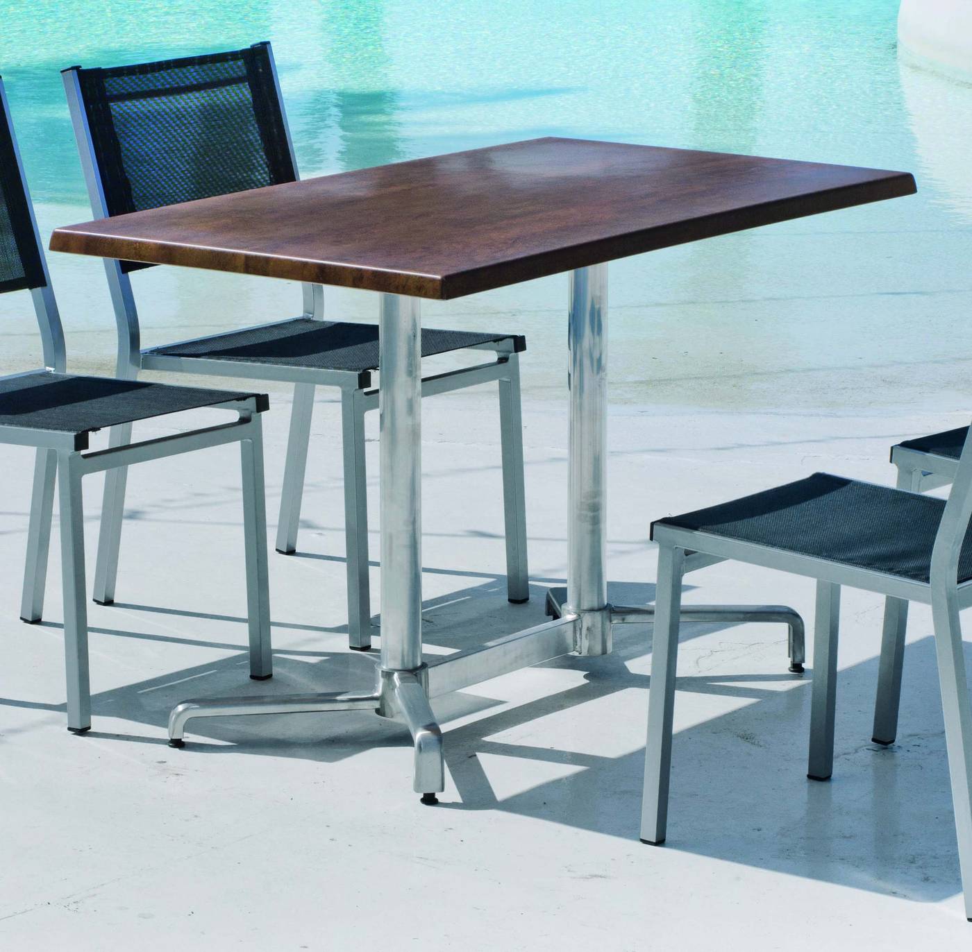 Set Aluminio Albani/Sion-120/4 - Conjunto aluminio: mesa rectangular 120 cm. con tablero de heverzaplus y 4 sillas de aluminio y textilen
