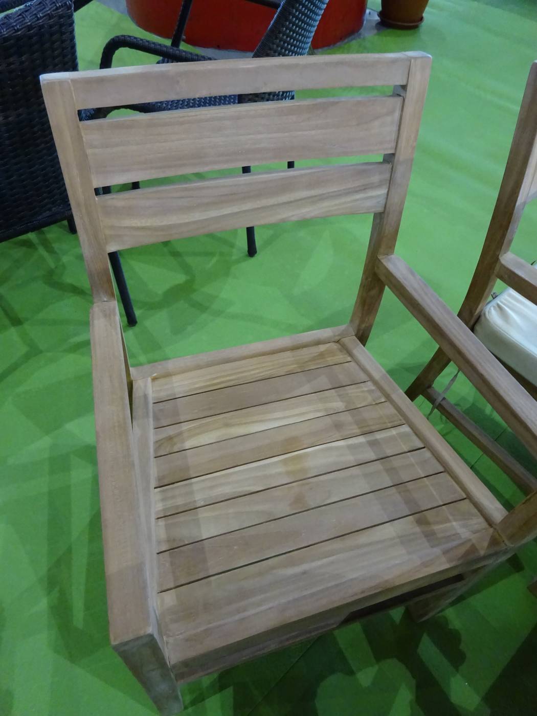 Set Madera Teka Amberes-Mindoro - Conjunto de madera de teka 100% maciza: 8 sillones con cojín + mesa de madera de teka, extensible de 180 cm a 300 cm