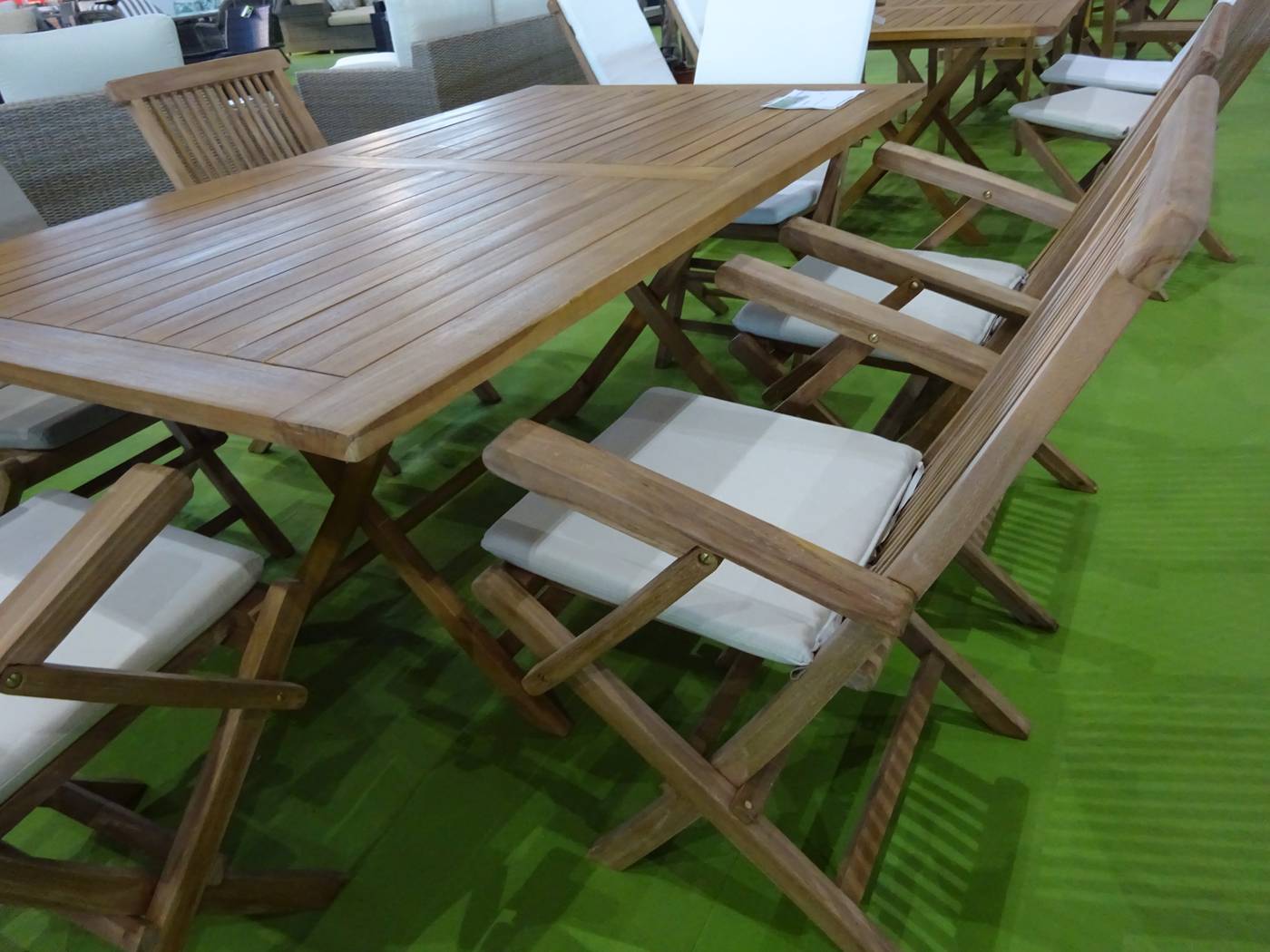 Conjunto Teka Ecija/Seroni 170-6 - Conjunto de jardín: mesa de madera de teka, plegable de 170 cm y 6 sillones con cojín asiento