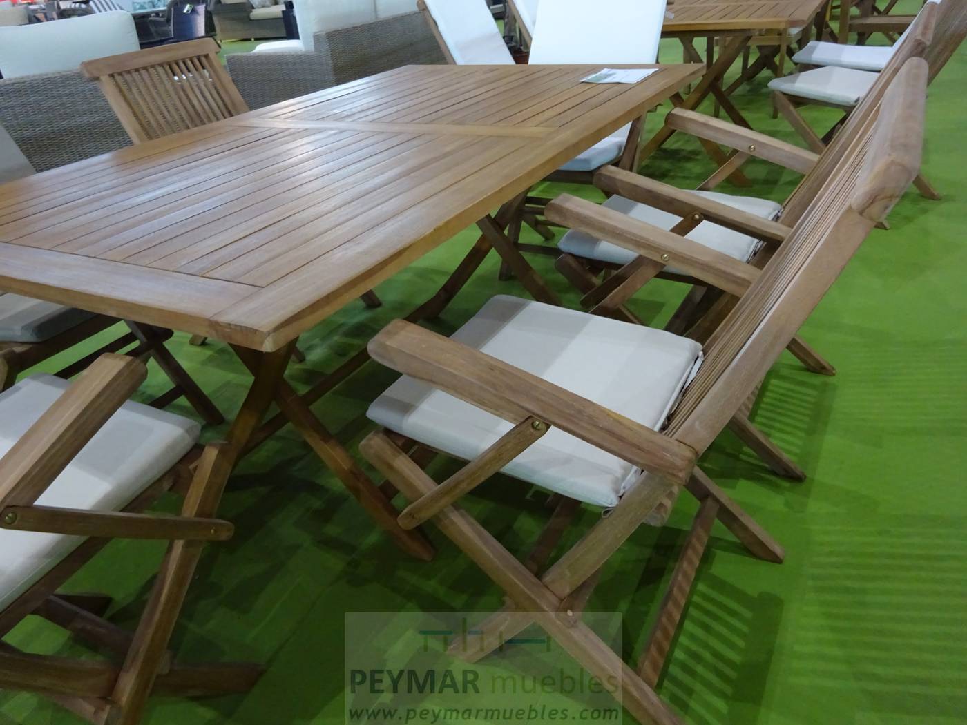 Conjunto Teka Ecija/Seroni 170-6 - Conjunto de jardín: mesa de madera de teka, plegable de 170 cm y 6 sillones con cojín asiento