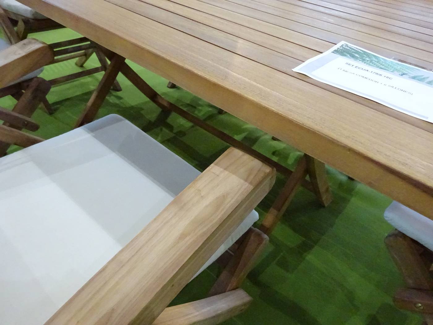 Conjunto Teka Ecija/Seroni 170-6 - Conjunto de jardín: mesa de madera de teka, plegable de 170 cm y 6 sillones con cojín asiento
