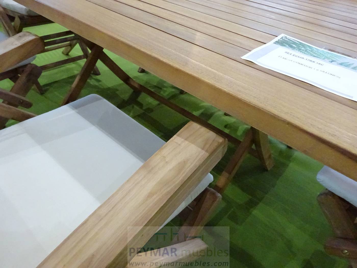 Conjunto Teka Ecija/Seroni 170-6 - Conjunto de jardín: mesa de madera de teka, plegable de 170 cm y 6 sillones con cojín asiento