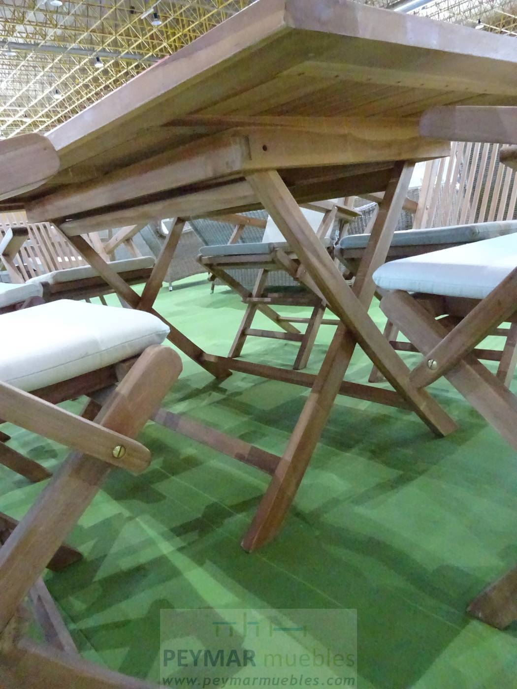 Conjunto Teka Ecija/Seroni 170-6 - Conjunto de jardín: mesa de madera de teka, plegable de 170 cm y 6 sillones con cojín asiento