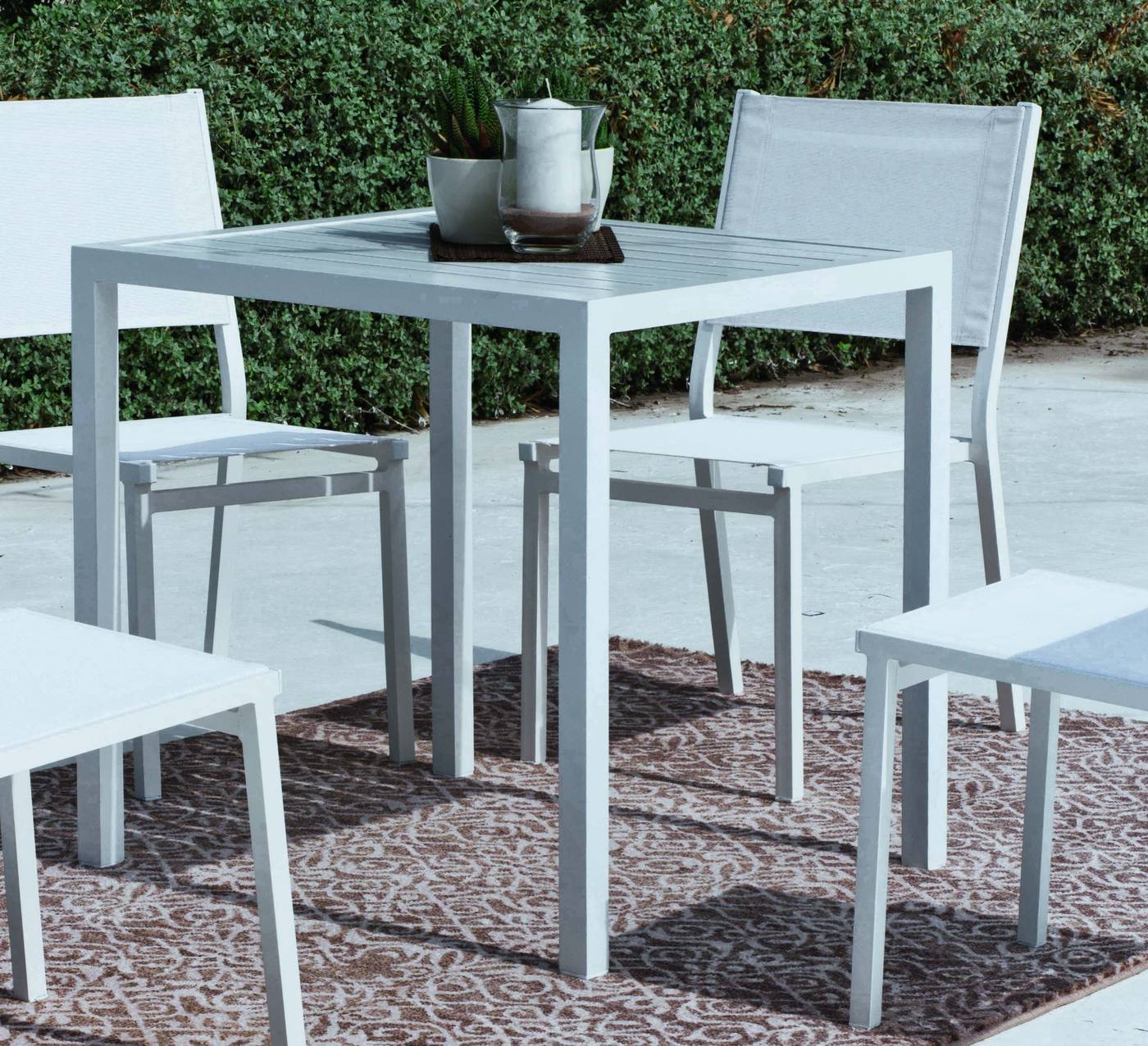 Set Aluminio Melea/Sion-80/4 - Mesa de comedor de 80cm. + 4 sillas