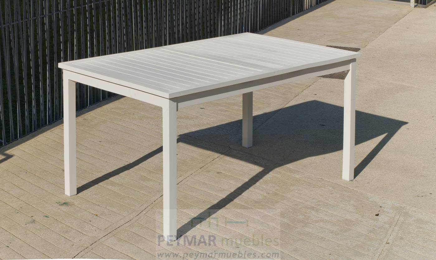 Set Aluminio Palma-170/220 Ext. + 8 sillones - Mesa rectangular extensible de aluminio  con tablero lamas de aluminio + 8 sillones aluminio y textilen. Disponible en color blanco, antracita, champagne, plata o marrón.