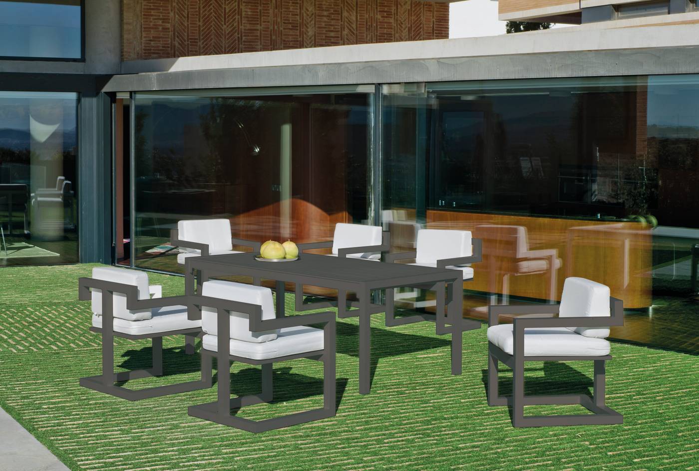 Sillón Aluminio Alhama-30 - Sillón comedor para jardín o terraza. Estructura, asiento y respaldo de aluminio