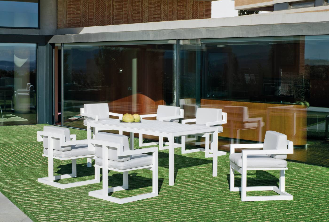 Sillón Aluminio Alhama-30 - Sillón comedor para jardín o terraza. Estructura, asiento y respaldo de aluminio en color blanco, antracita, champagne, plata o marrón.