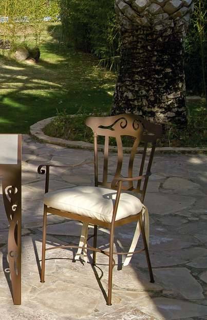 Conjunto forja Málaga - Conjunto de forja con mesa de mosaico, cerámica, compacto o cristal, disponible en varias medidas y acabados y 4 sillones