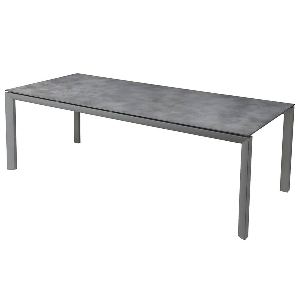 Mesa Greggia - Mesa rectangular con tablero compact HPL y estructura de aluminio. Disponible en dos medidas.