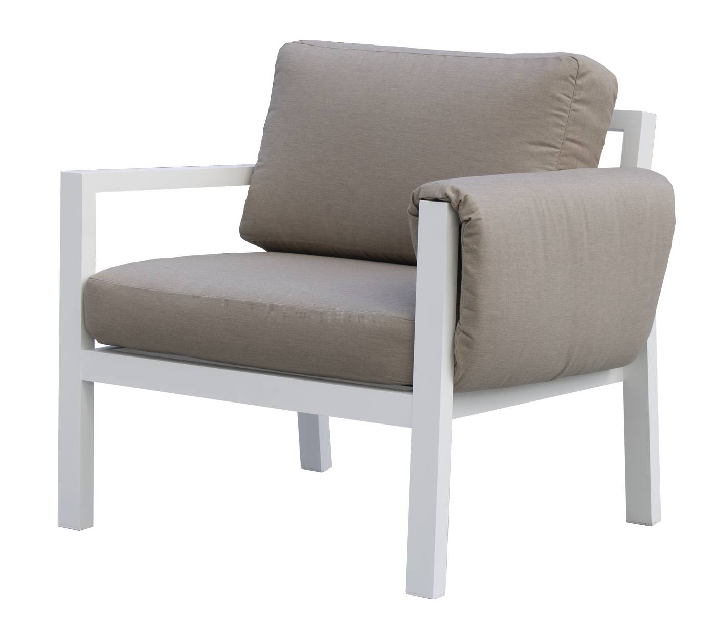 Set Sofá/Cama Arizona-38 - Conjunto aluminio con opción de cojines en los brazos: sofá/cama de 3 plazas + 2 sillones + 1 mesa de centro. Color: blanco, antracita, marrón, champagne o plata.
