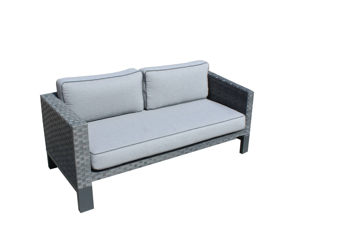 Sofá 2 plazas lujo, con cojines desenfundables. Hecho de aluminio y médula sintética color blanco o antracita.