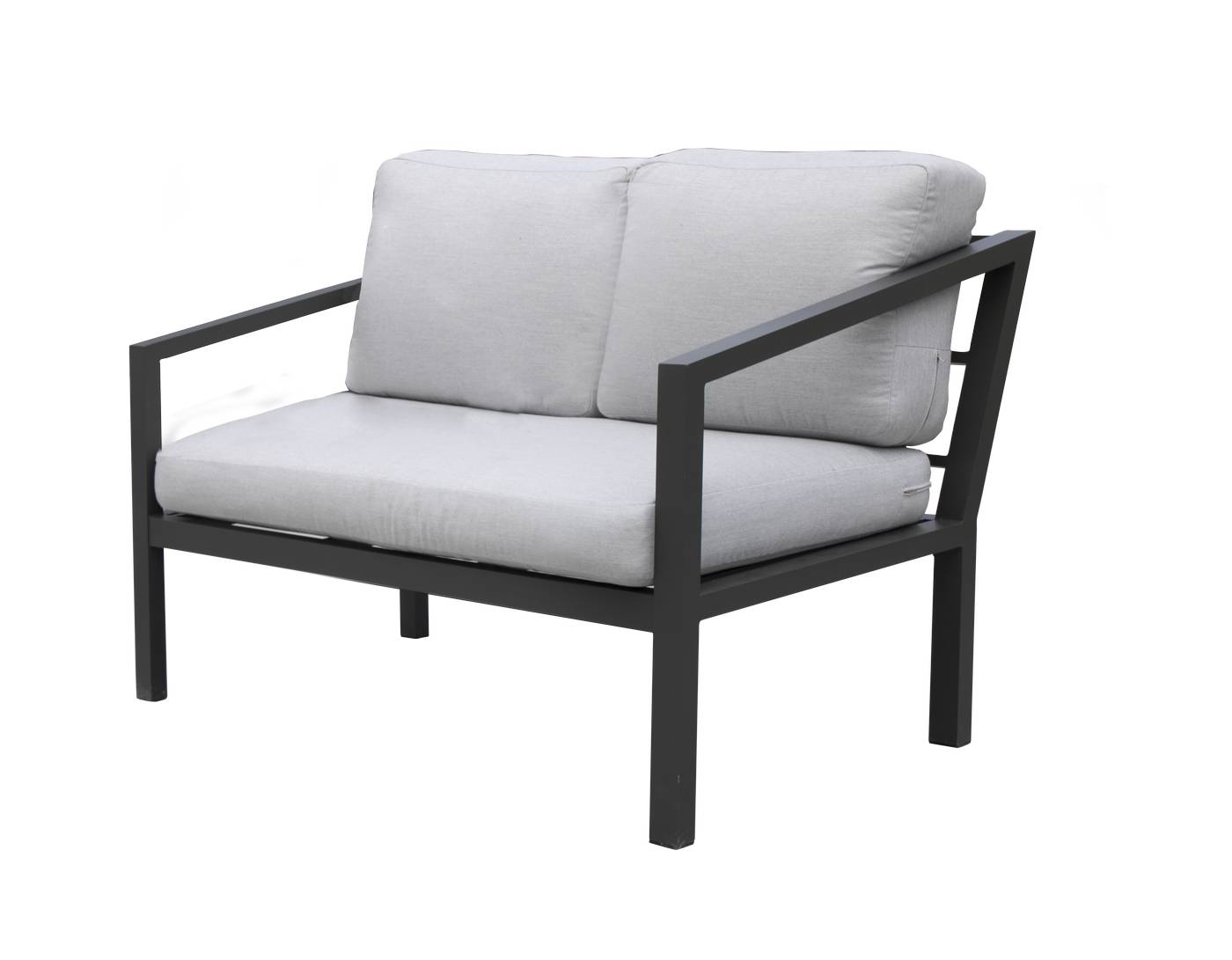 Set Aluminio Oregón-9 - Conjunto de aluminio: sofá de 2 plazas + 2 sillones + 1 mesa de centro + 2 reposapiés. Colores blanco, antracita, marrón, champagne o plata.