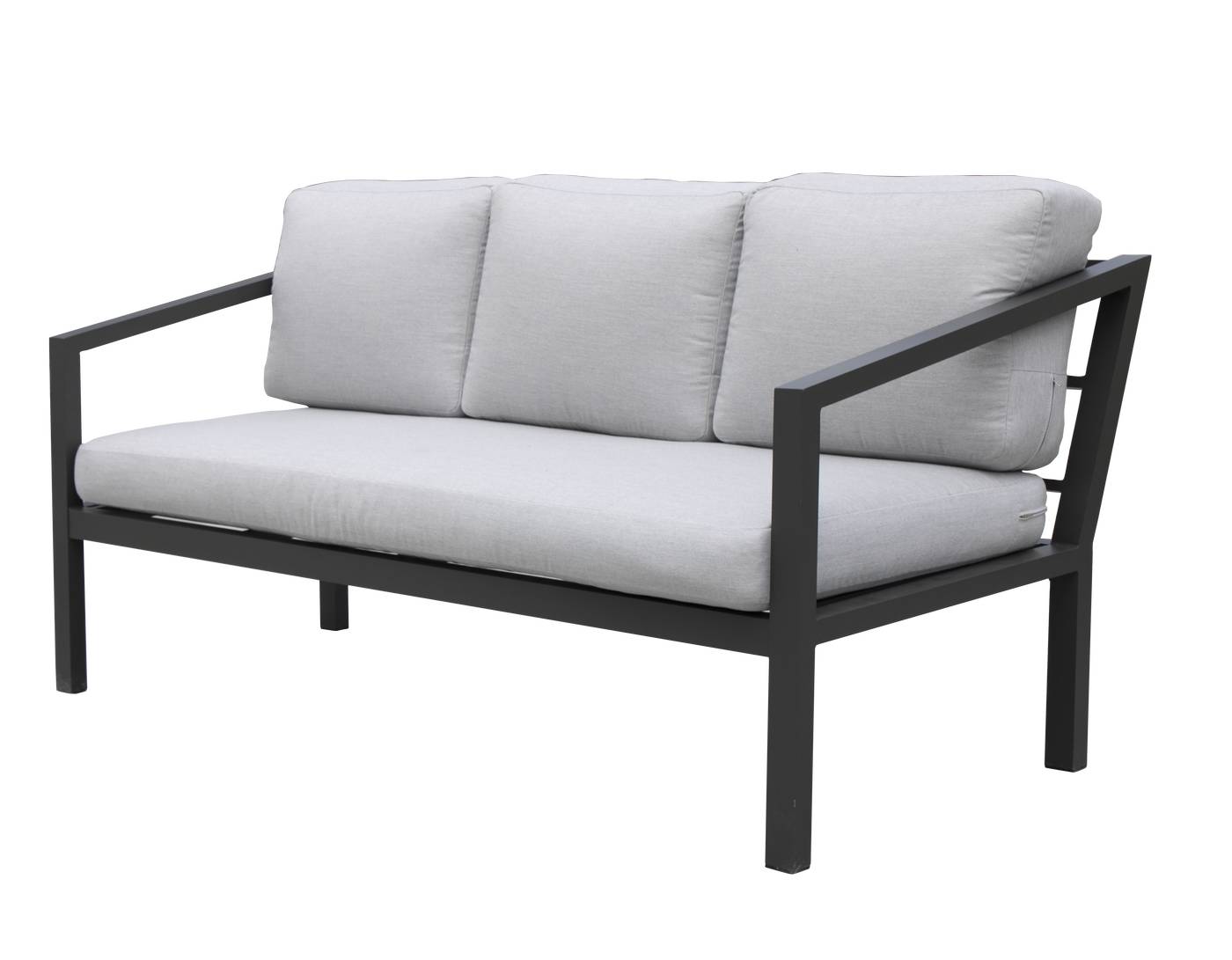 Set Aluminio Oregón-10 - Conjunto de aluminio: sofá de 3 plazas + 2 sillones + 1 mesa de centro + 2 reposapiés. Colores blanco, antracita, marrón, champagne o plata.