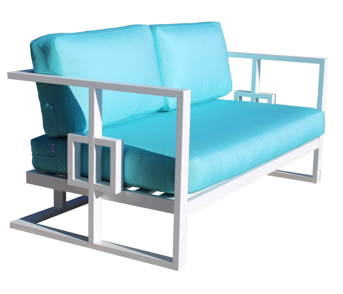 Set Aluminio Palermo-9 - Conjunto de aluminio: sofá de 2 plazas + 2 sillones + 1 mesa de centro + 2 reposapiés. Disponible en color blanco, antracita, marrón, champagne o plata.