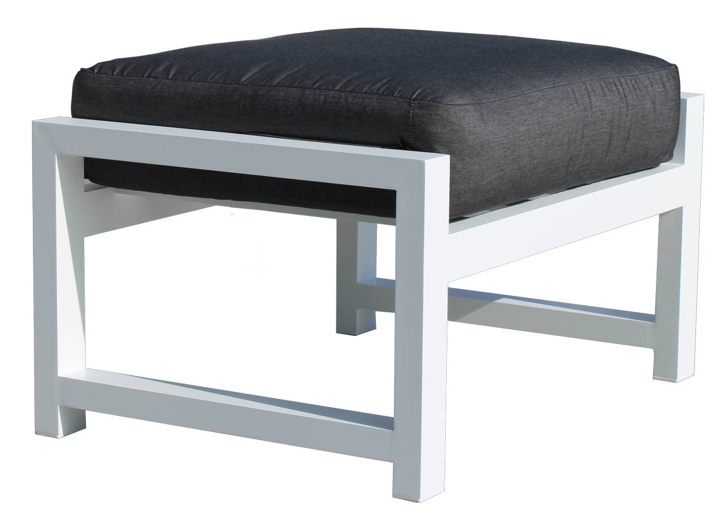 Set Aluminio Arouva-10 - Conjunto aluminio con cojines extra confort: sofá de 3 plazas + 2 sillones + 1 mesa de centro + 2 reposapiés. Colores: blanco, antracita, marrón, champagne o plata.