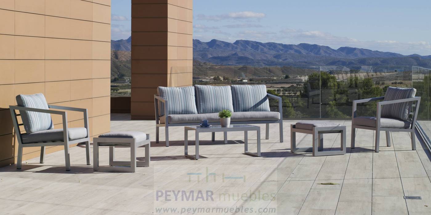 Set Aluminio Luxe Acapulco-8 - Conjunto aluminio luxe: 1 sofá 3 plazas + 2 sillones + 1 mesa de centro + cojines. Disponible en color blanco, bronce, plata o antracita.<br/><br/><b>OFERTA VÁLIDA HASTA EL 30 DE JUNIO O FIN DE EXISTENCIAS</b>