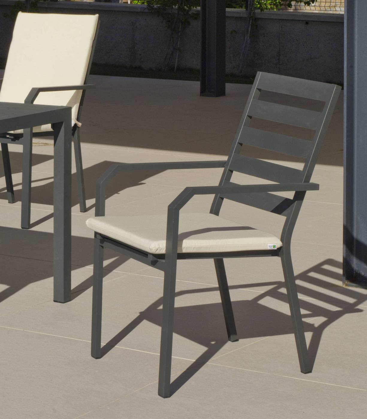 Set Aluminio Palma-Caravel 150-6 - Conjunto aluminio luxe: Mesa rectangular 150 cm + 6 sillones. Disponible en color blanco, plata, bronce, antracita y champagne.