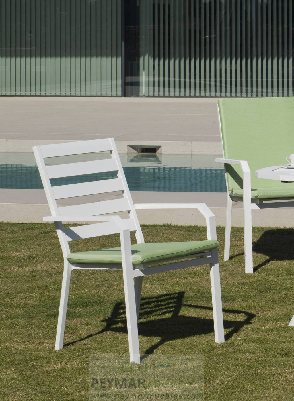 Set Aluminio HPL Palma 200-6 - Conjunto para jardín color blanco, antracita, champagne, plata o marrón: Mesa 200 cm. De aluminio con tablero laminado HPL + 6 sillones.