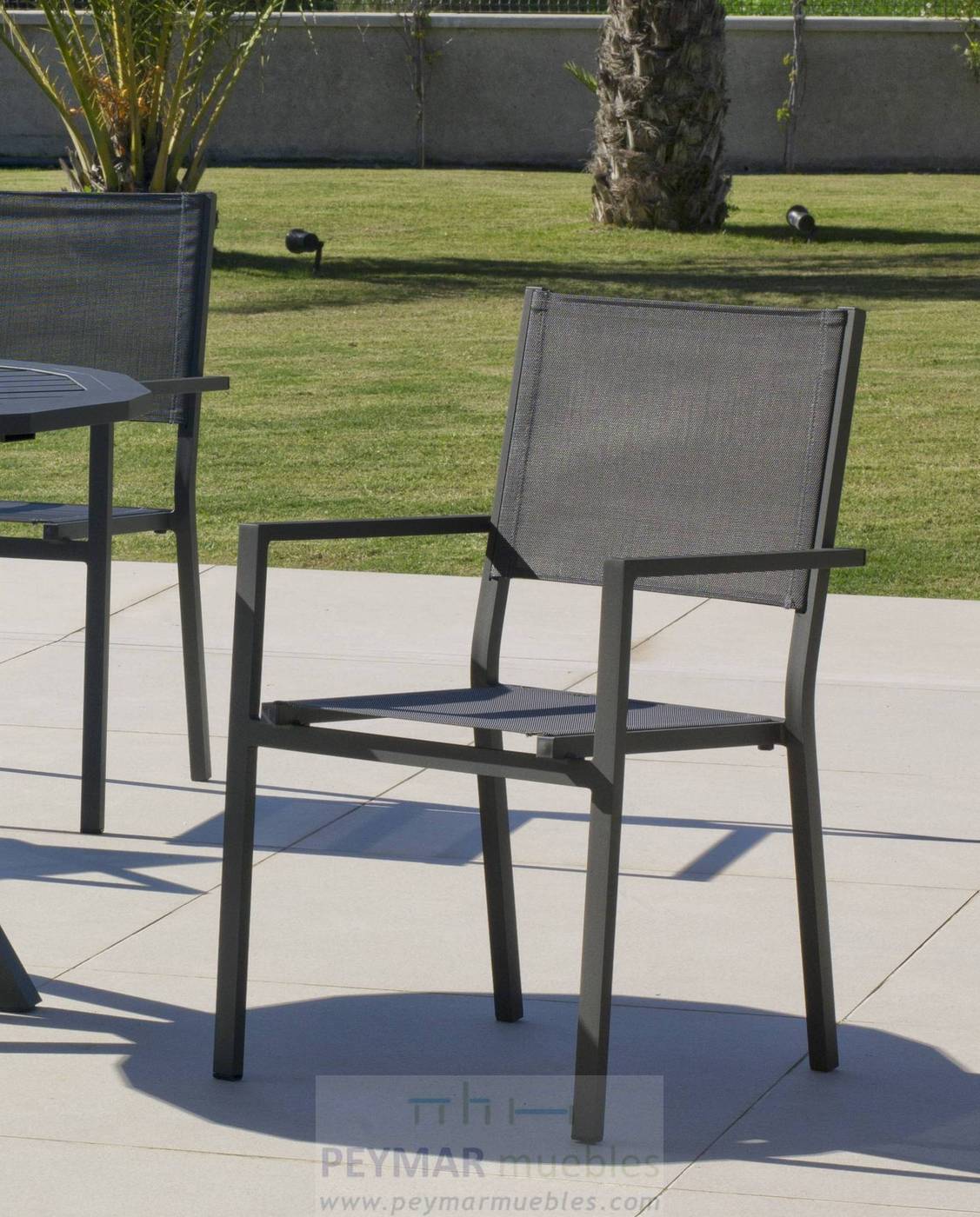 Set Aluminio Neferti-Córcega 150-4 - Conjunto de aluminio: Mesa de comedor plegable de 150 cm. + 4 sillones de textilen. Disponible en color blanco y antracita.