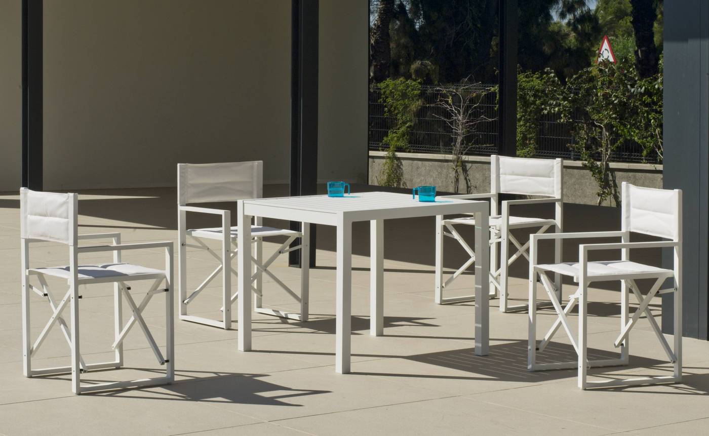 Sillón Plegable Aluminio Sinara - Sillón de director plegable, de color blanco o antracita, con asiento y respaldo acolchado de textilen