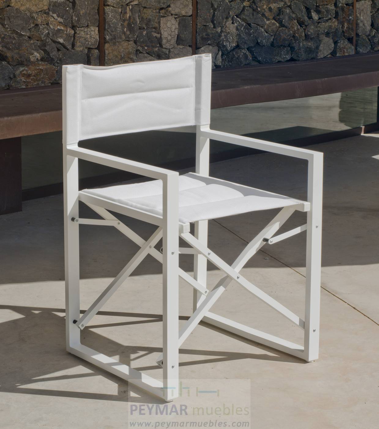 Set Aluminio Palma-Sinara 90-4 - Conjunto aluminio luxe: Mesa cuadrada 90 cm + 4 sillones plegables. Disponible en color blanco o antracita.