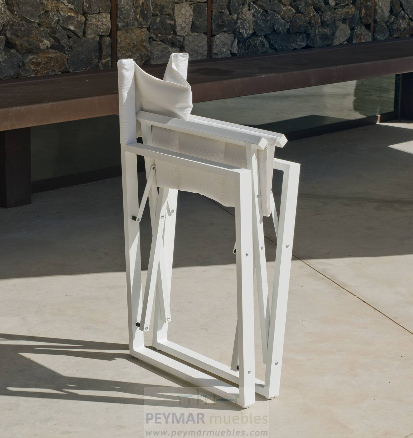 Set Aluminio Palma-Sinara 90-4 - Conjunto aluminio luxe: Mesa cuadrada 90 cm + 4 sillones plegables. Disponible en color blanco o antracita.