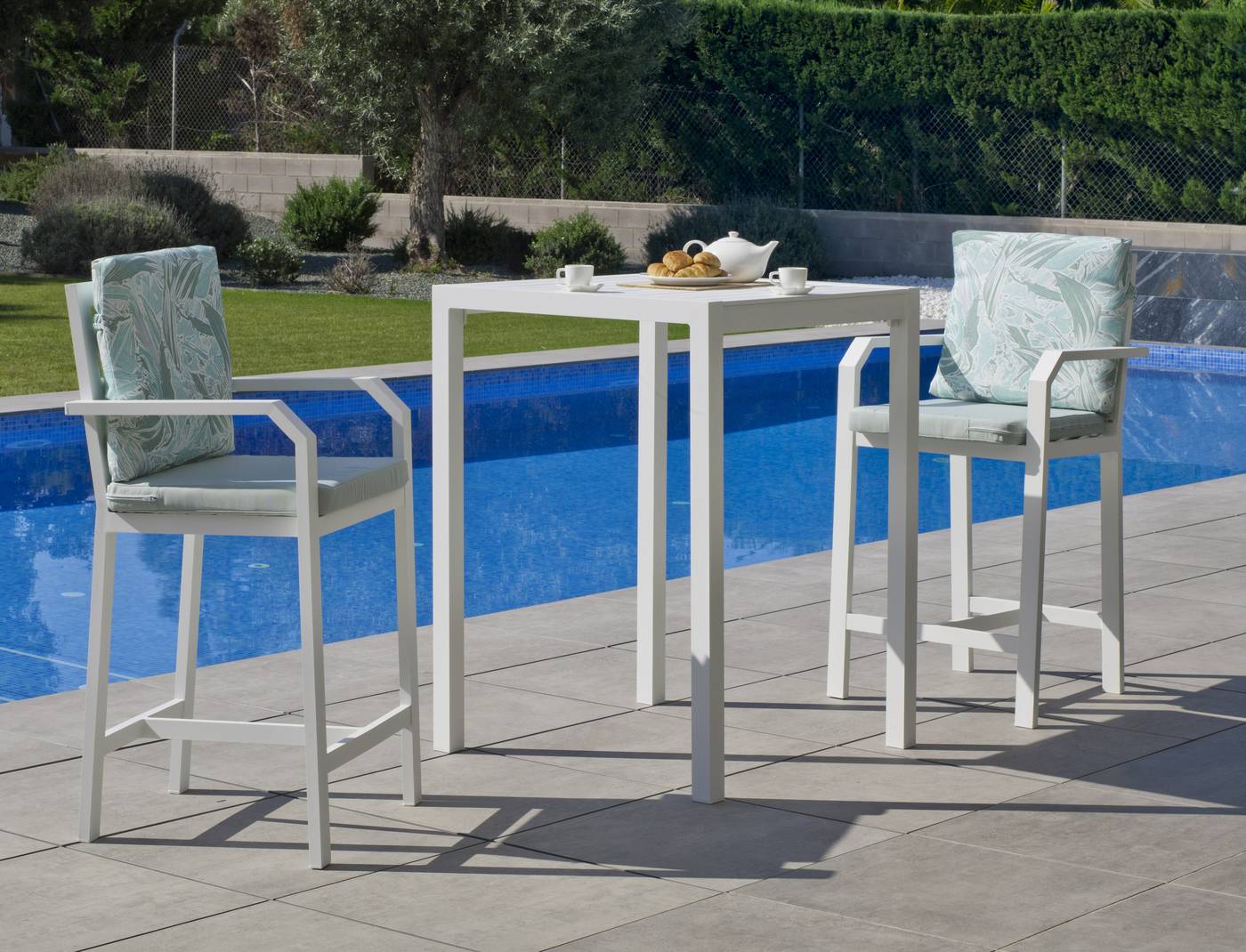 3 Piece Set, Grey with Wicker Top Crested Bay 3 Piece Grey Outdoor Wicker and Aluminum Bar Set 