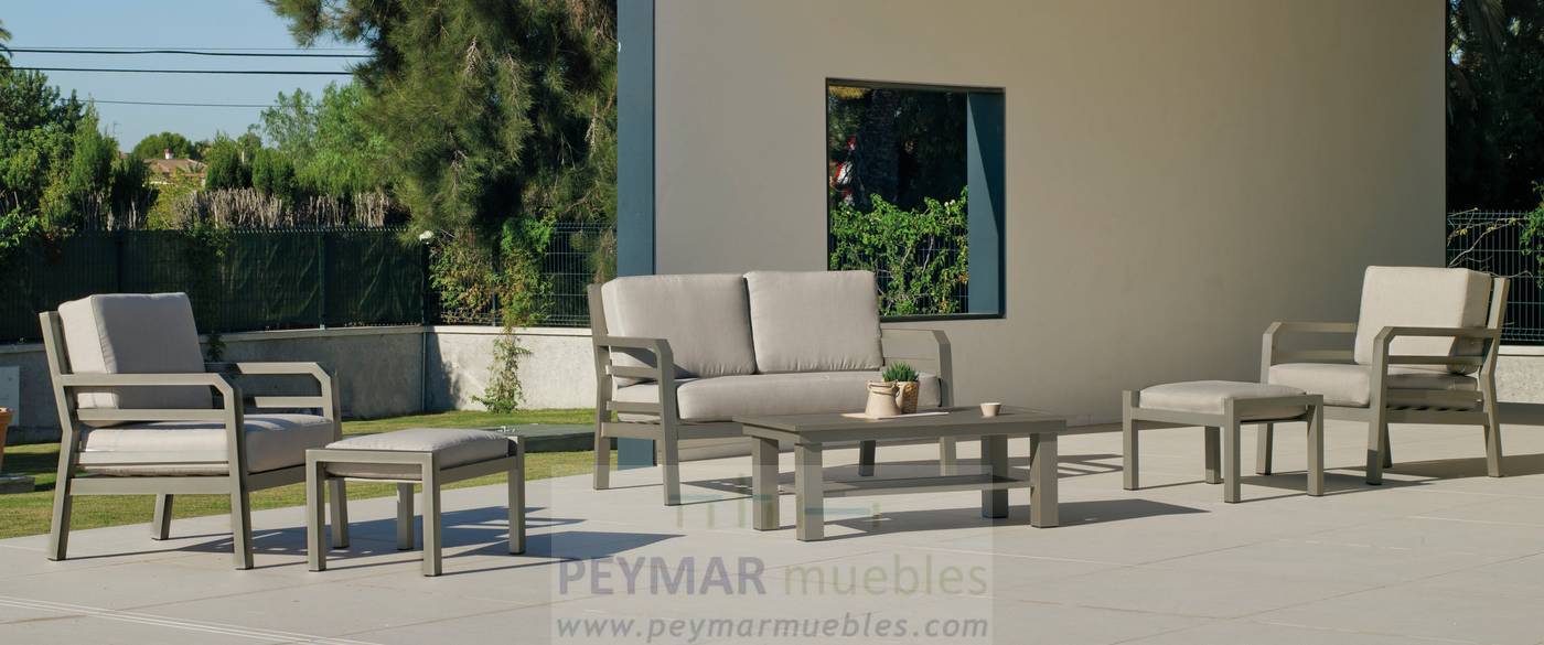 Sofá Aluminio Luxe Camelia-2 - Sofá lujo 2 plazas con cojines gran confort desenfundables. Disponible en color blanco, antracita, champagne, plata o marrón.