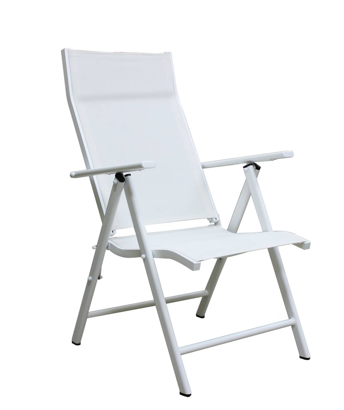 Set Córcega-160-4 Saporo - Conjunto de aluminio para jardín: Mesa rectangular con tablero HPL de 160 cm + 4 tumbonas con asiento y respaldo textilen. Colores: blanco y antracita.