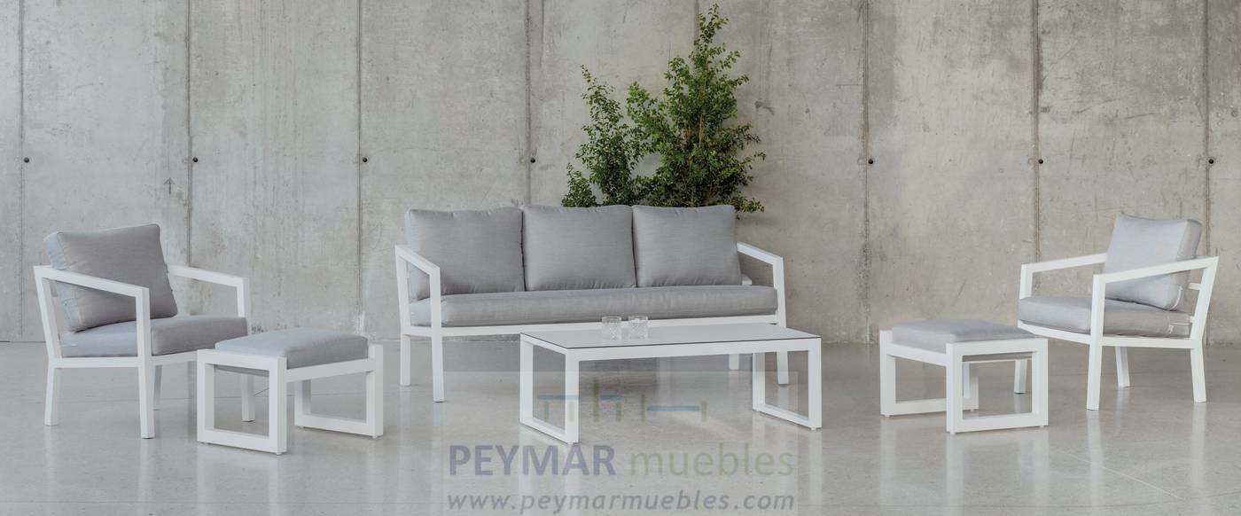 Set Aluminio Luxe Acapulco-10 - Conjunto aluminio luxe: 1 sofá 3 plazas + 2 sillones + 1 mesa de centro. Disponible en color blanco, antracita, champagne, plata o marrón.<br/><br/><b>OFERTA VÁLIDA HASTA EL 30 DE JUNIO O FIN DE EXISTENCIAS</b>