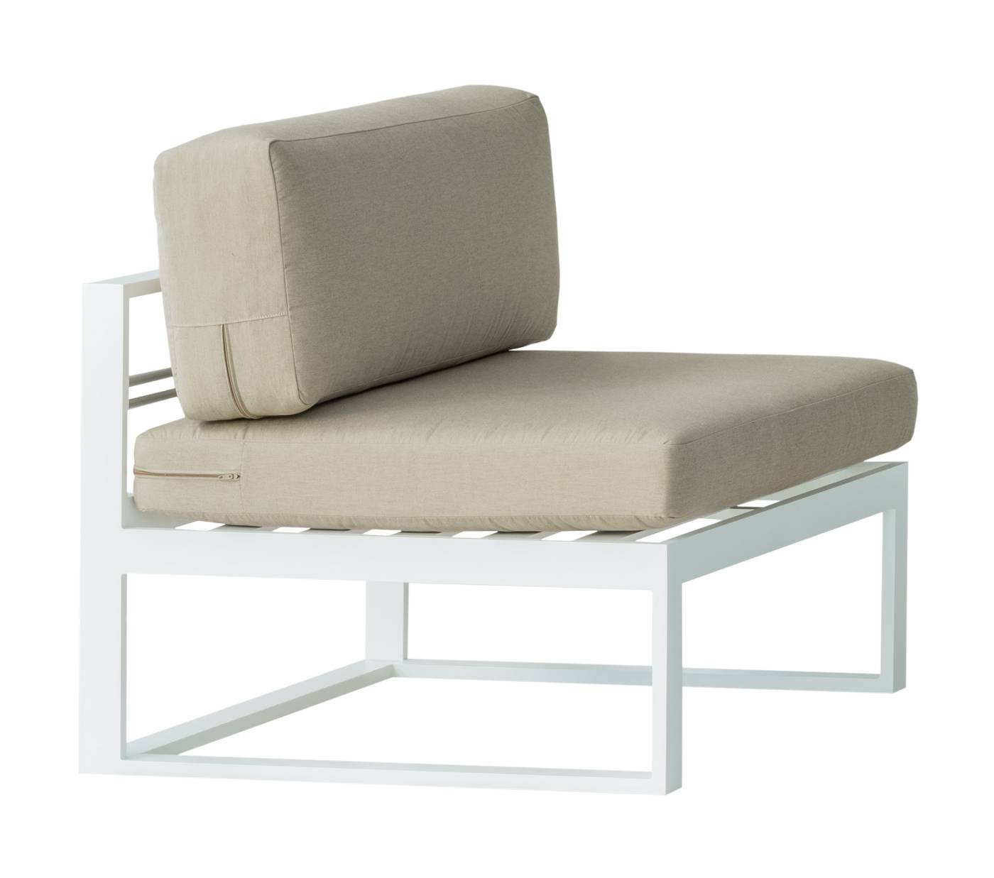 Módulo sin brazos para sofá modular. Estructura aluminio color blanco.