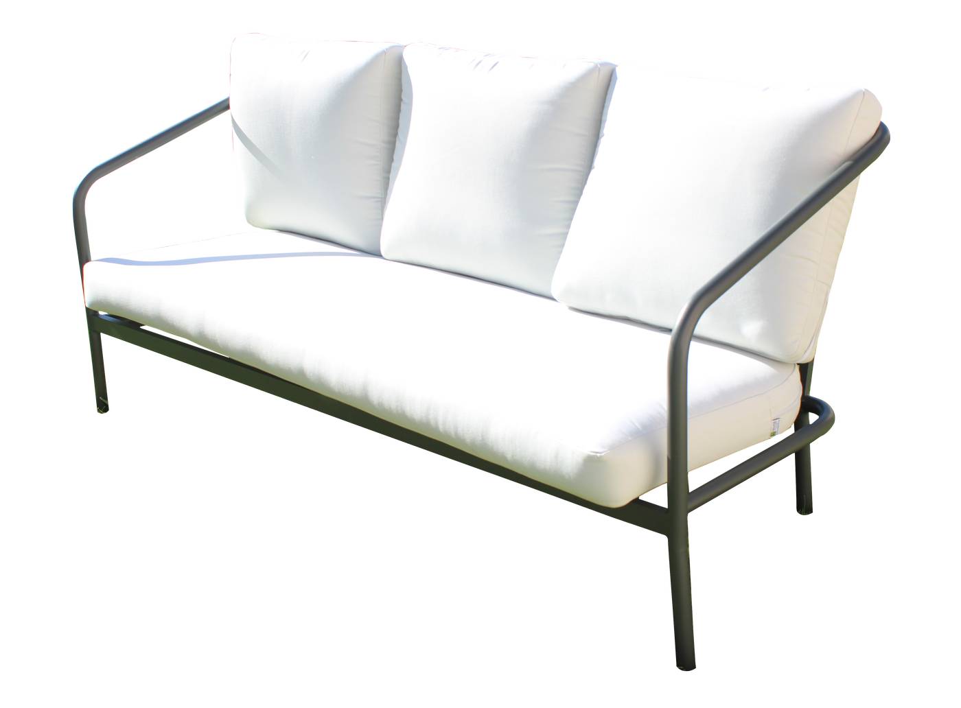 Sofá 3 plazas con cojines desenfundables. Estructura aluminio color blanco, antracita, champagne, plata o marrón.