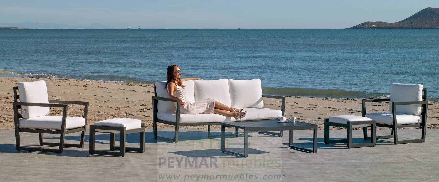 Sillón Aluminio Alpine-1 - Sillón relax de aluminio para exterior. Disponible en color blanco, antracita, champagne, plata o marrón.