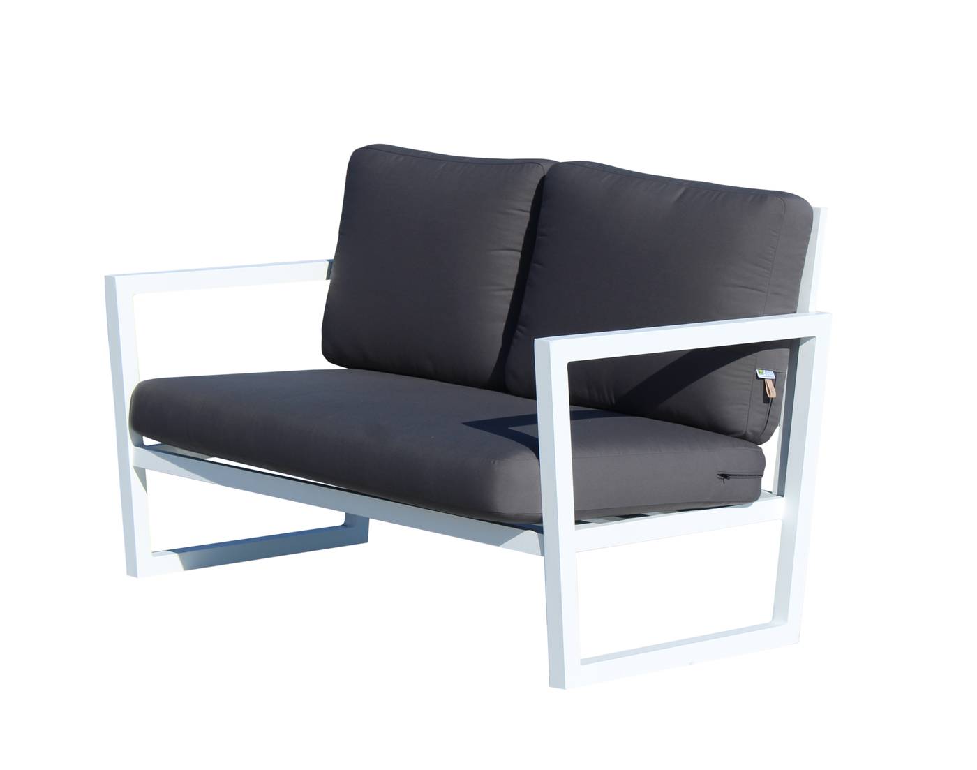 Set Aluminio Alpine-7 - Conjunto de aluminio para exterior: sofá 2 plazas + 2 sillones + mesa de centro. Disponible en color blanco, antracita, champagne, plata o marrón.