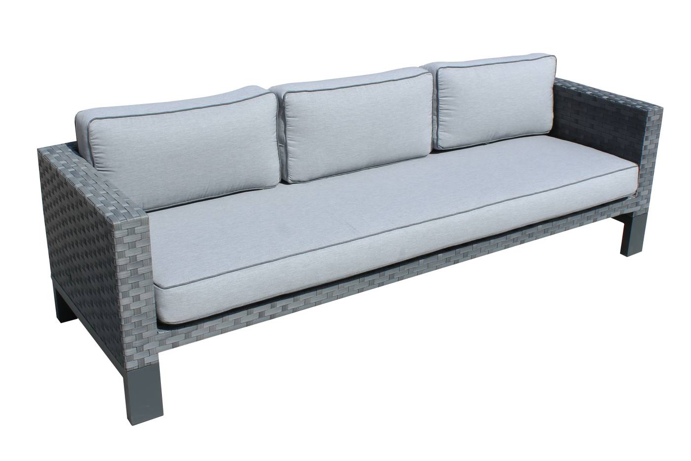 Sofá 3 plazas lujo, con cojines desenfundables. Hecho de aluminio y médula sintética color blanco o antracita.