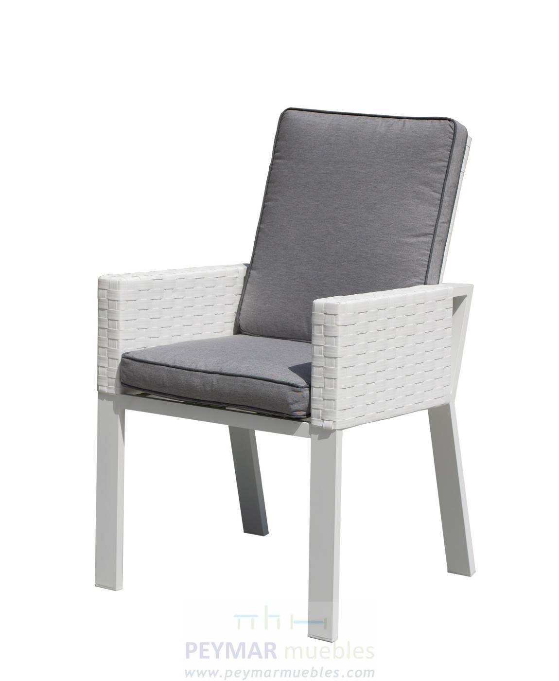 Sillón Médula Borneo-30 - Sillón de comedor luxe de aluminio y médula sintética. Disponible en color blanco o antracita.