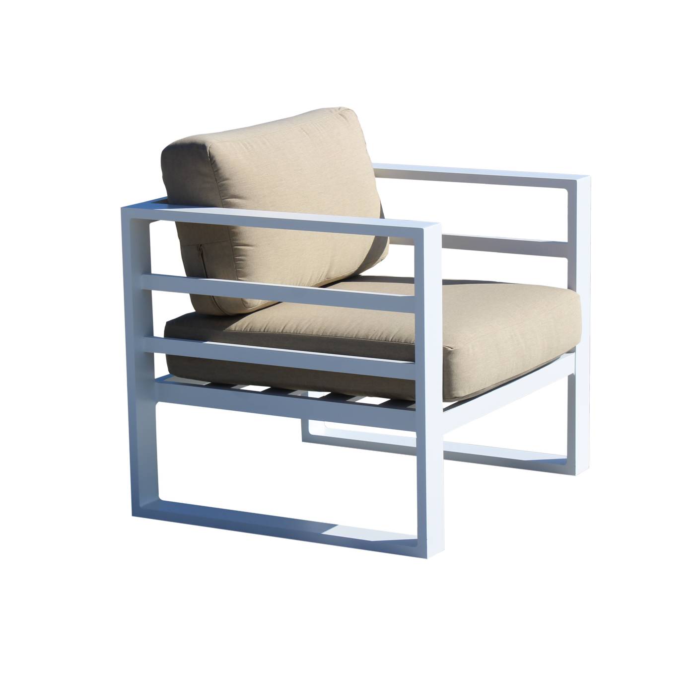 Set Aluminio Dalas-7 - Conjunto de aluminio para jardín o terraza: sofá 2 plazas + 2 sillones + mesa de centro. Disponible en color blanco o antracita.