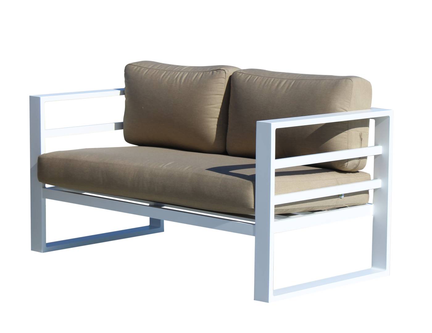 Set Aluminio Dalas-9 - Conjunto de aluminio para jardín o terraza: sofá 2 plazas + 2 sillones + mesa de centro + 2 taburetes. Disponible en color blanco, antracita, champagne, plata o marrón.