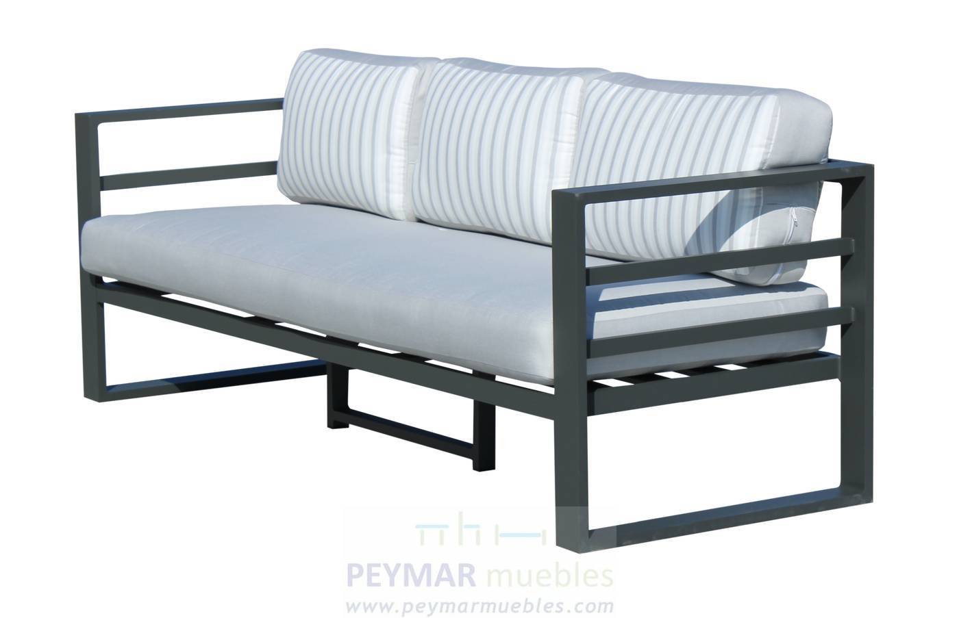 Set Aluminio Dalas-8 - Conjunto de aluminio para jardín o terraza: sofá 3 plazas + 2 sillones + mesa de centro. Disponible en color blanco, antracita, champagne, plata o marrón.