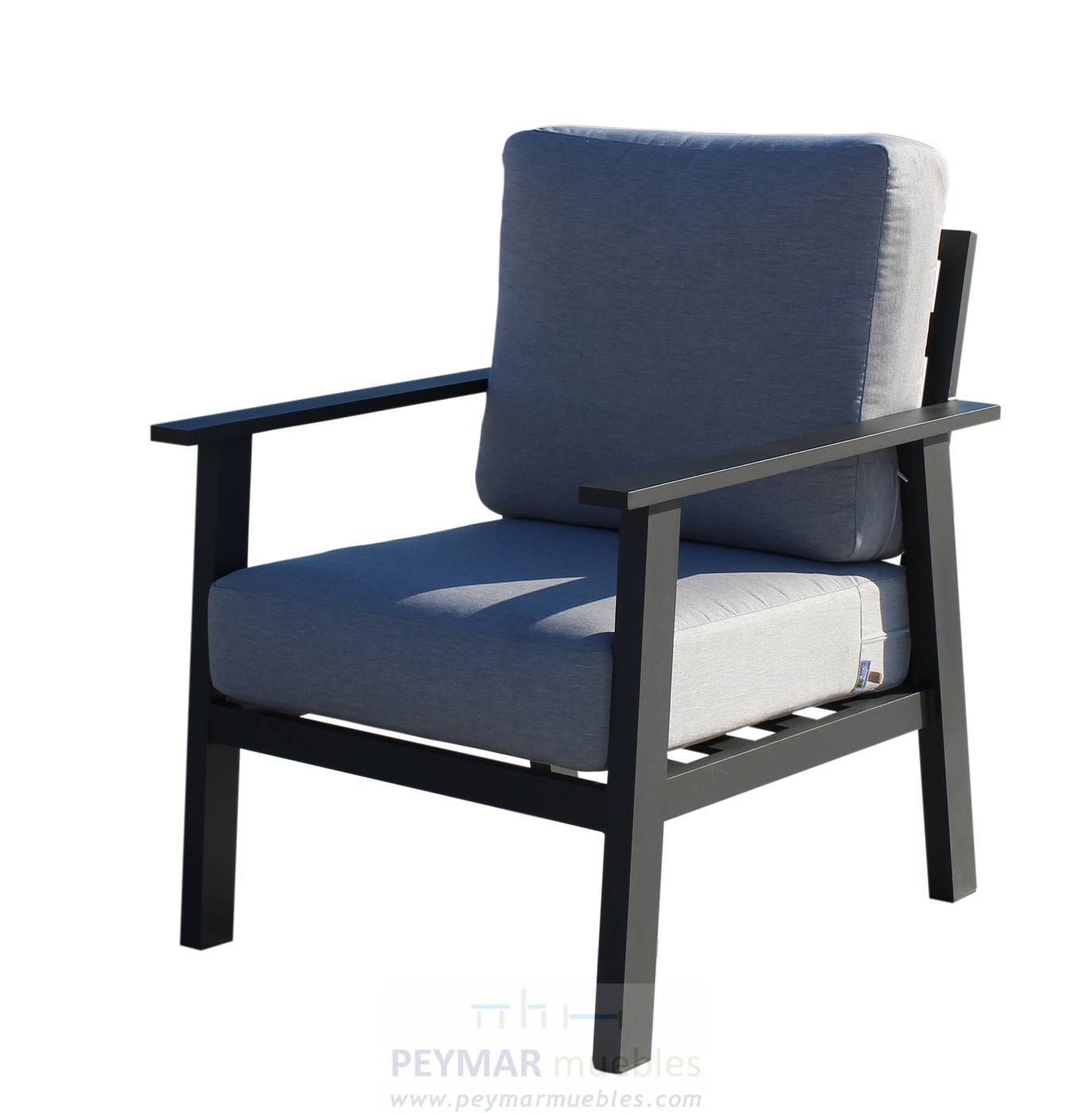 Set Aluminio Eliot-7 - Conjunto aluminio: sofá 2 plazas + 2 sillones + mesa de centro. Fabricado de aluminio en color blanco o antracita.