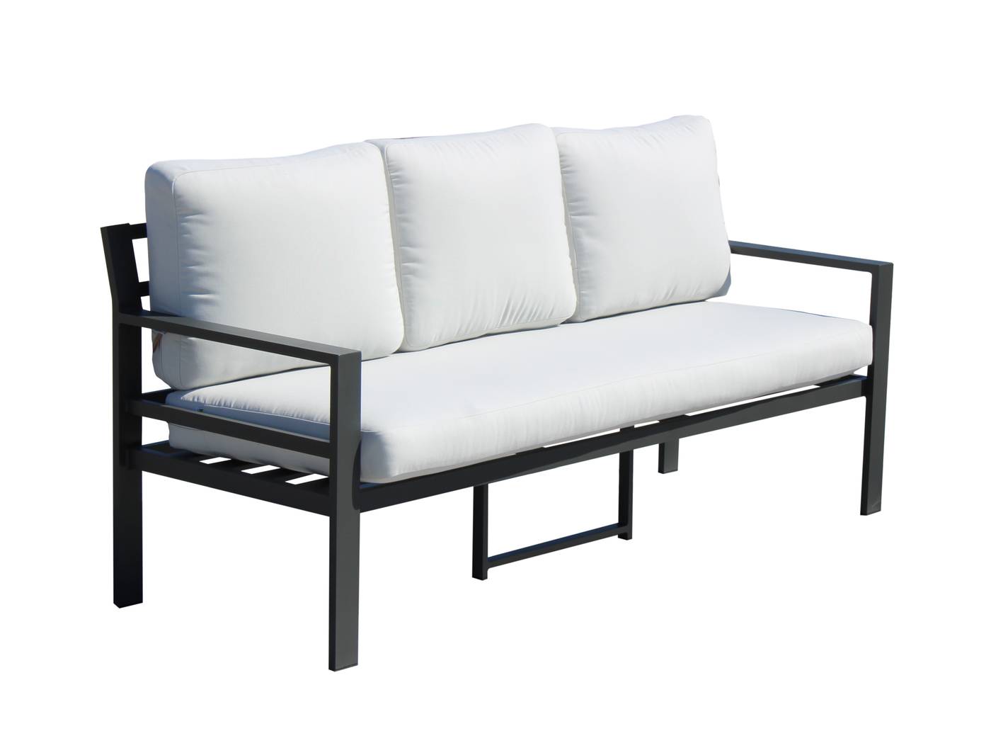 Set Aluminio Luxe Glembor-10 - Conjunto aluminio: 1 sofá 3 plazas + 2 sillones + 1 mesa de centro + 2 reposapiés. Disponible en color blanco, antracita, champagne, plata o marrón.