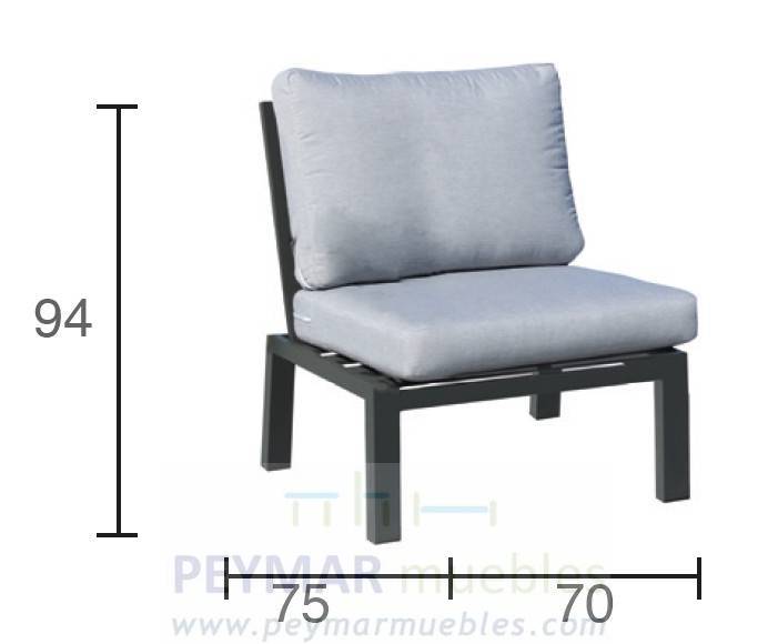 Rinconera Aluminio Hublot-28 - Rinconera modular de 6 plazas con cojines desenfundables. Estructura de aluminio disponible en color blanco o antracita.