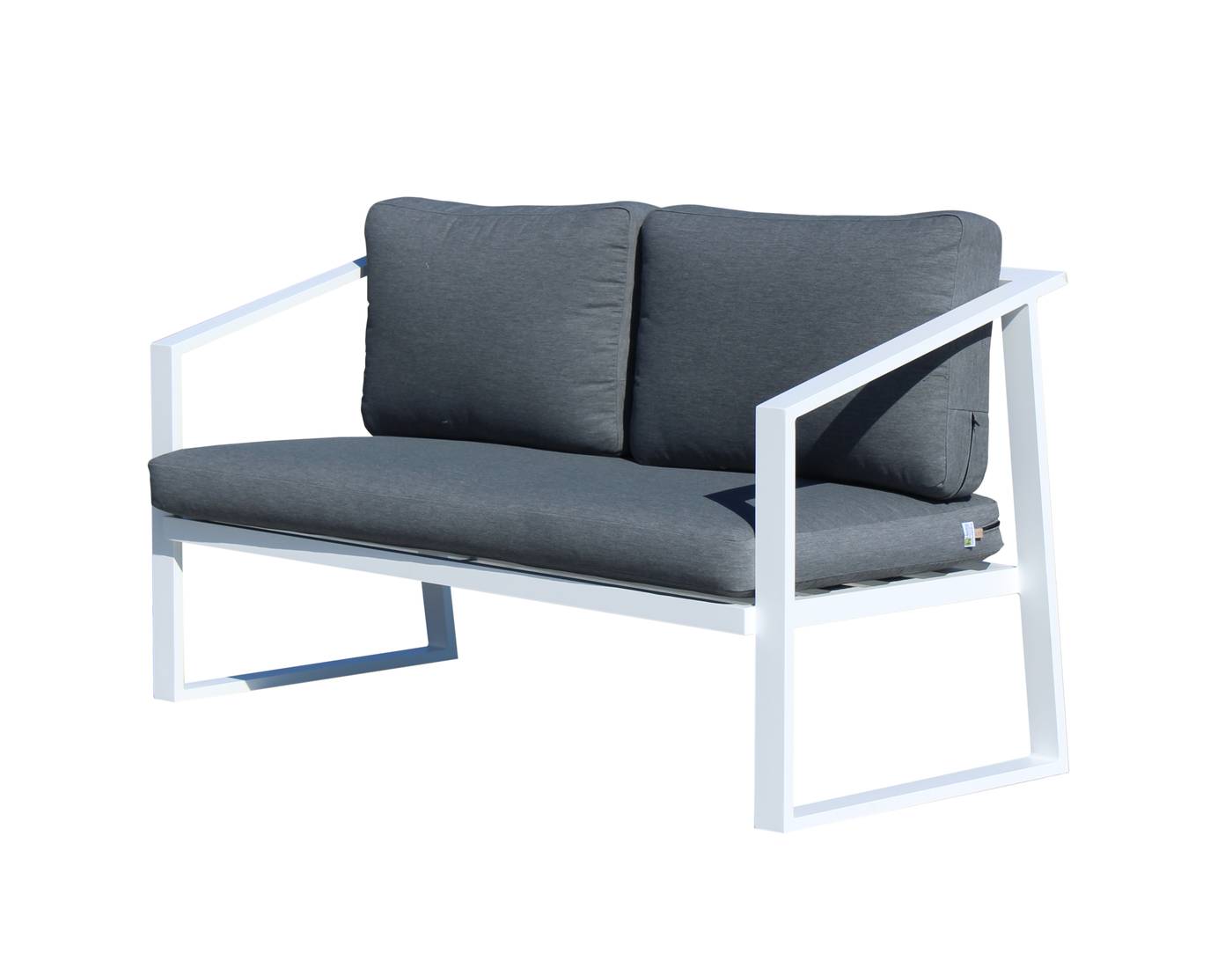 Set Aluminio Sadem-7 - Conjunto aluminio para exterior: sofá 2 plazas + 2 sillones + mesa de centro. Fabricado de aluminio en color blanco, antracita, champagne, plata o marrón.