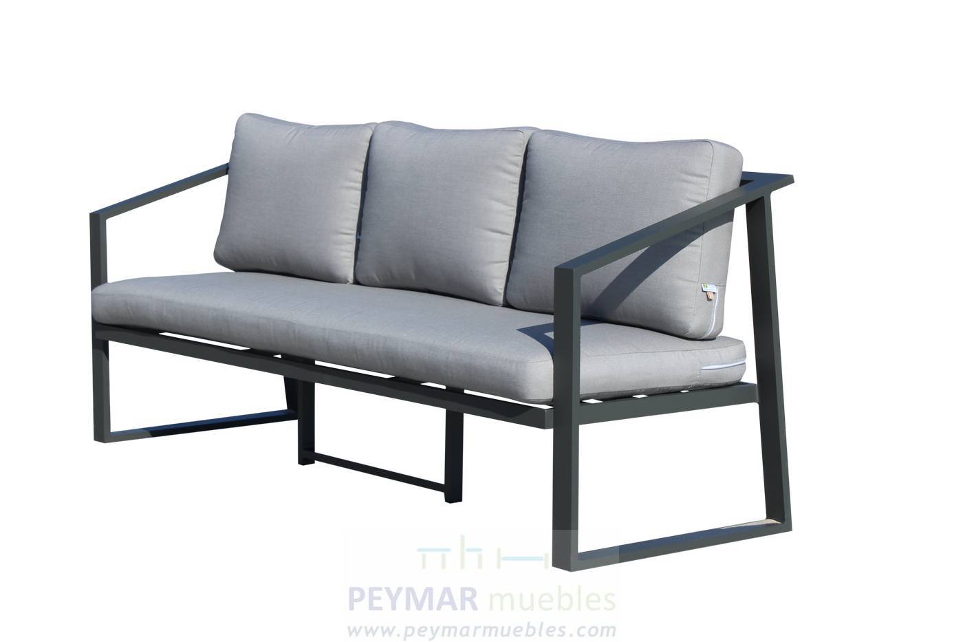 Set Aluminio Sadem-8 - Conjunto aluminio para exterior: sofá 3 plazas + 2 sillones + mesa de centro. Fabricado de aluminio en color blanco o antracita.