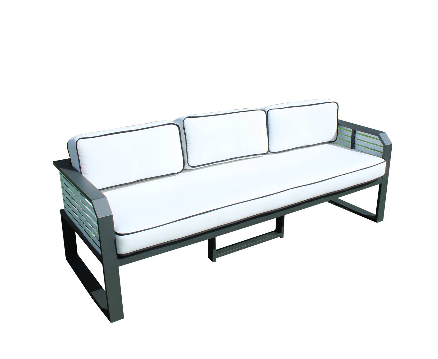 Set Aluminio Sira-8 - Coqueto conjunto de alumnio bicolor: 1 sofá de 3 plazas + 2 sillones + 1 mesa de centro.