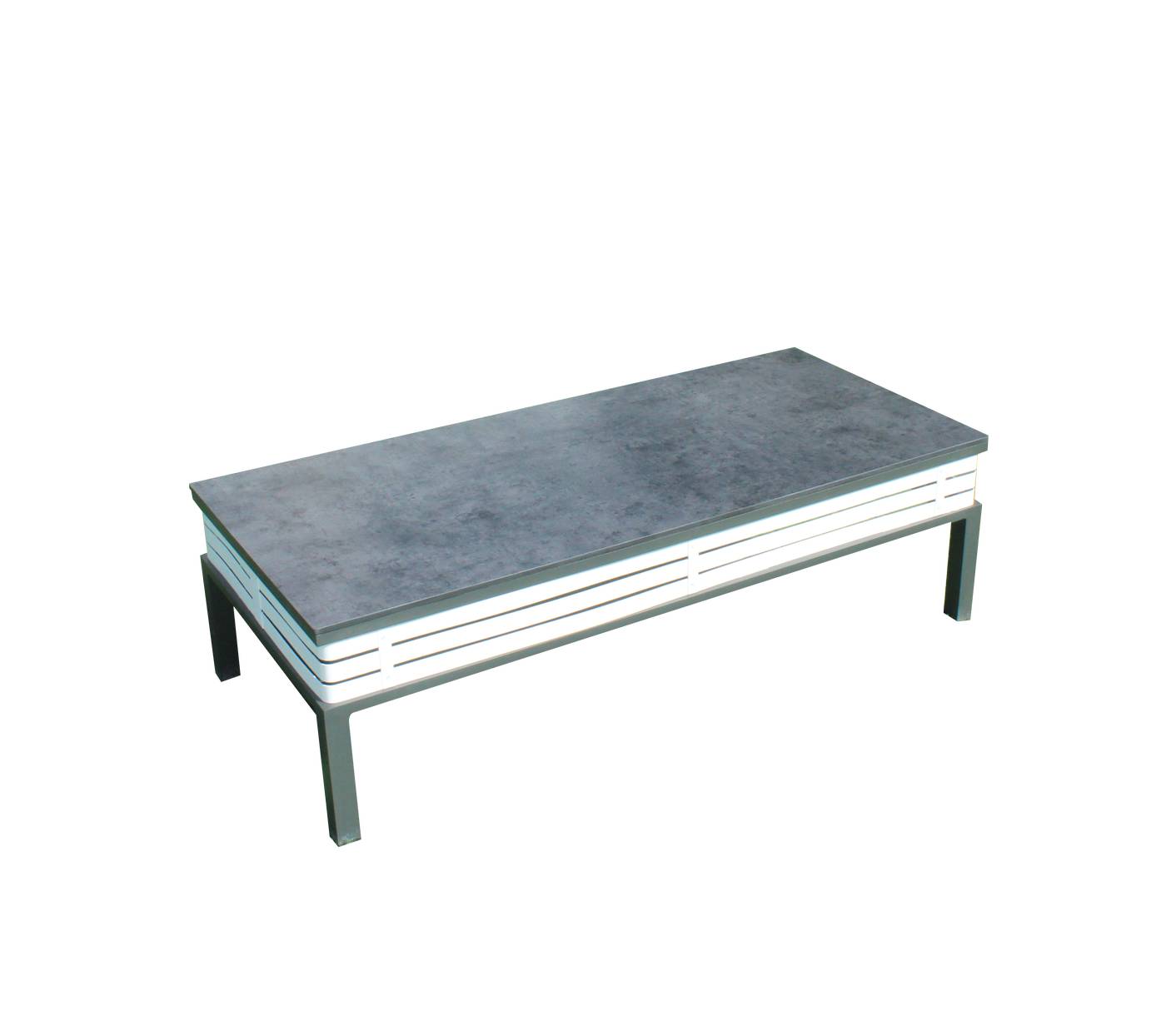 Set Aluminio Sira-9 - Coqueto conjunto de alumnio bicolor: 1 sofá de 2 plazas + 2 sillones + 2 reposapiés + 1 mesa de centro.