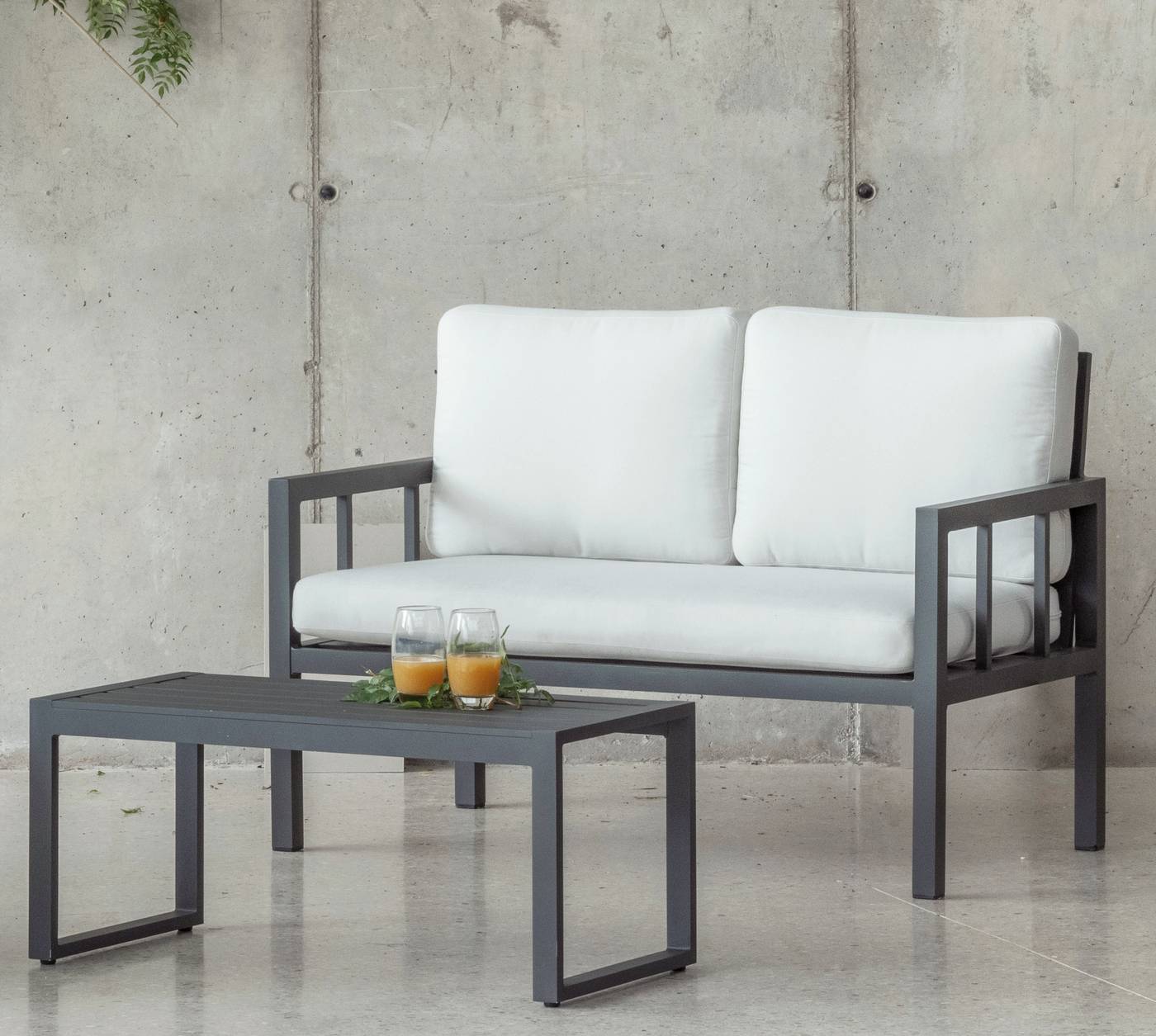 Set Aluminio Luxe Solano-7 - Conjunto aluminio: 1 sofá 2 plazas + 2 sillones + 1 mesa de centro + cojines. Disponible en color blanco o antracita.<br/><br/><b>OFERTA VÁLIDA HASTA EL 30 DE JUNIO O FIN DE EXISTENCIAS</b>.